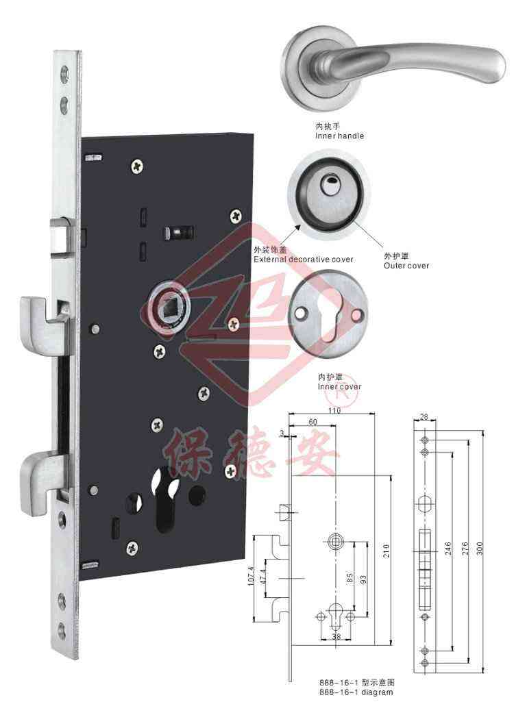 888-16-1 2-claw-bolt mortise lock888-16-1p^оTi