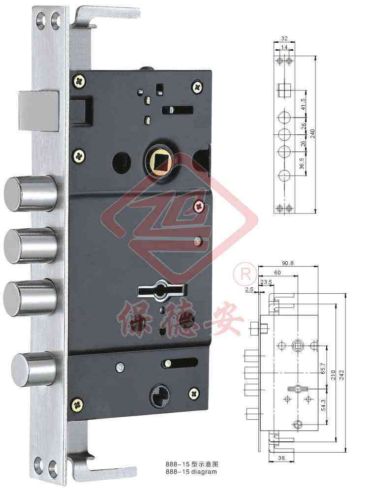888-15 3-direction 5-bolt vane-type mortise lock888-15~Ƭ耳ײоTi