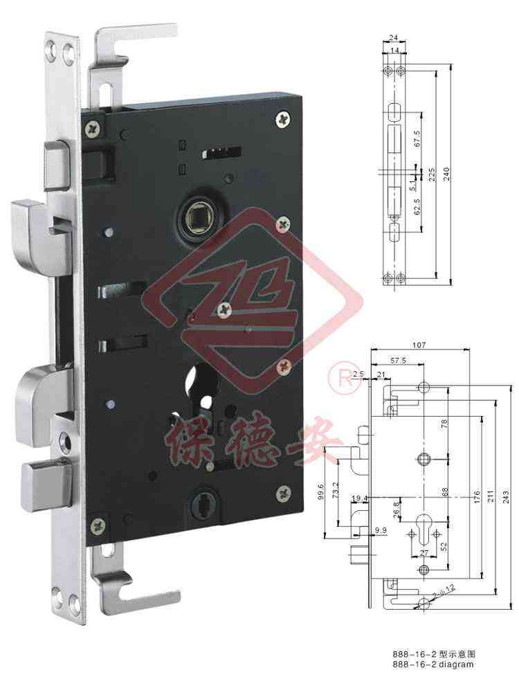 888-16-2 2-claw-bolt mortise lock888-16-2p^оTi