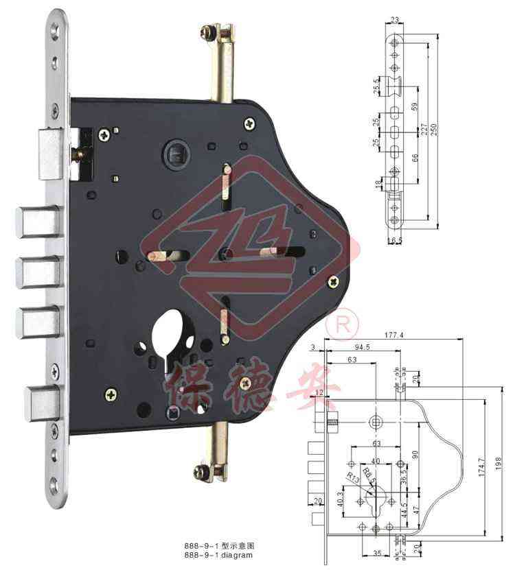 888-9-1 3-direction 5-bolt mortise lock888-9-1оTi(i^)